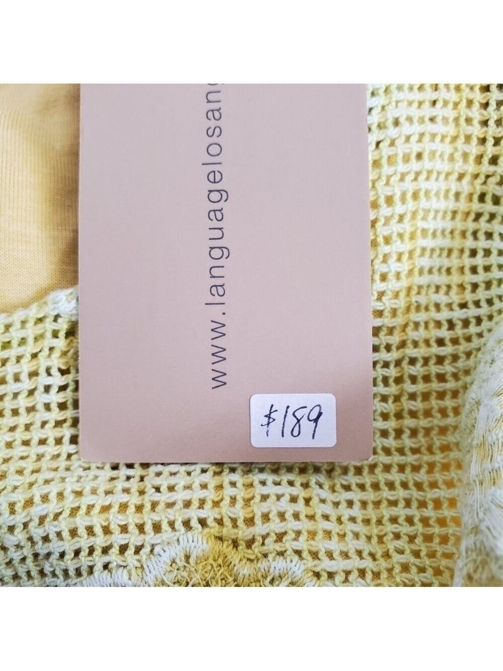 LANGUAGE DRESS SLEEVELESS FRINGE MUSTARD YELLOW EMBROIDERED FLORAL WOMANS ( XL ) - Picture 11 of 15
